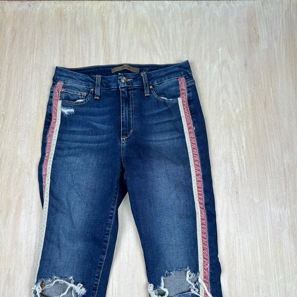 Joe's Jeans Honey High Rise Curvy Skinny Ankle Side Stripe Raina Distressed 29 - Picture 4 of 15